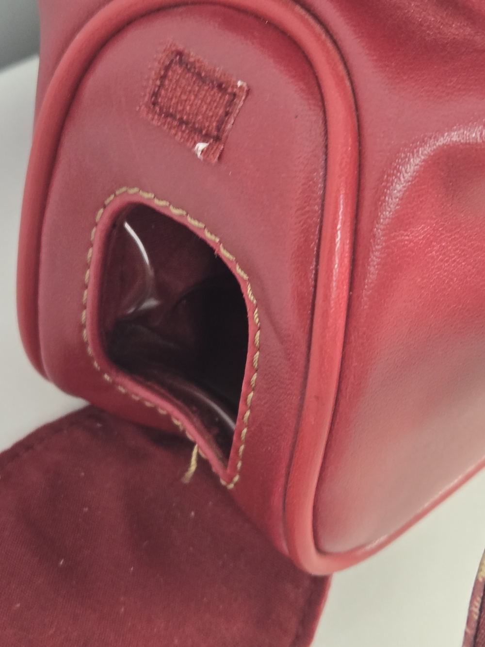 Vintage Liz Claiborne Red Handbag Accessories Shoulder Purse Umbrella W Dry Slot - Picture 7 of 16
